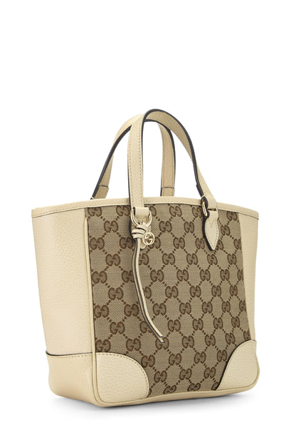 Gucci, Bolso tote pequeño con asa superior Bree de lona GG Original color crema Pre-Loved, Blanco