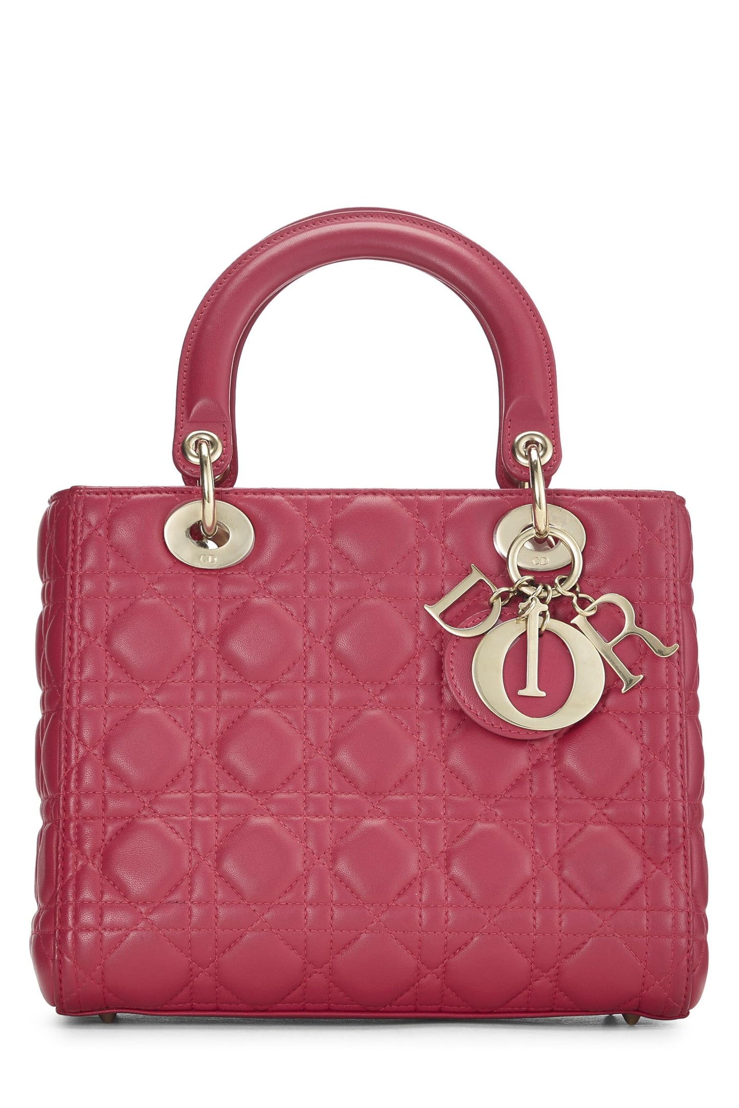 Dior, Pre-Loved Pink Cannage Quilted Lambskin Lady Dior Medium, Pink