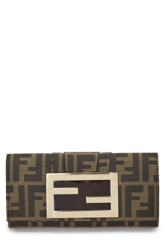 Fendi, portefeuille long en toile marron Zucca d'occasion, marron