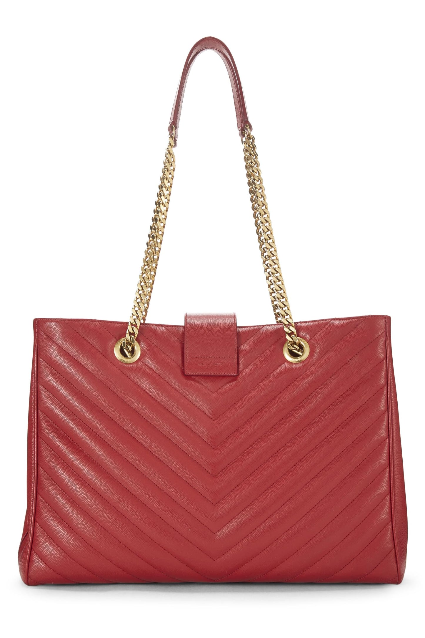 Yves Saint Laurent, Bolso shopping con monograma granulado rojo Pre-Loved, Rojo