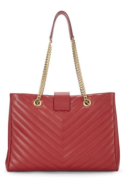 Yves Saint Laurent, Bolso shopping con monograma granulado rojo Pre-Loved, Rojo