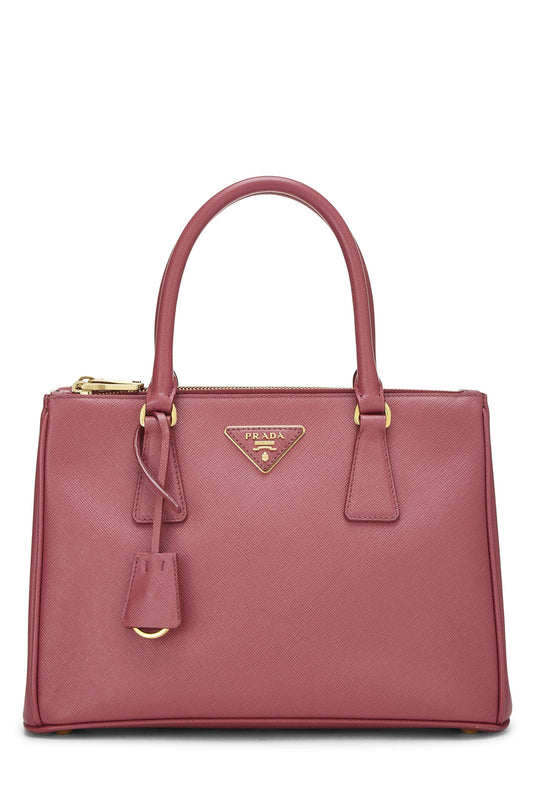 Prada, sac à main convertible en cuir Saffiano rose d'occasion, petit modèle, rose