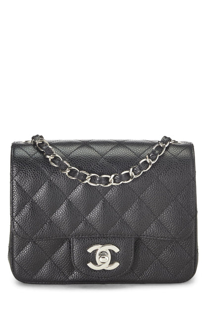 Chanel, Pre-Loved Black Quilted Caviar Classic Square Flap Mini, Black