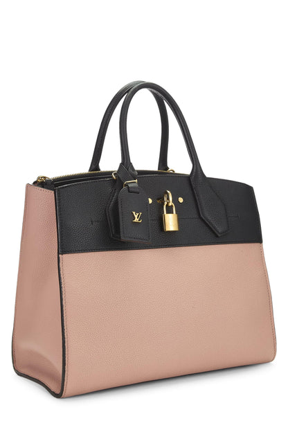 Louis Vuitton, City Steamer MM en cuir de veau bicolore rose et noir d'occasion, rose