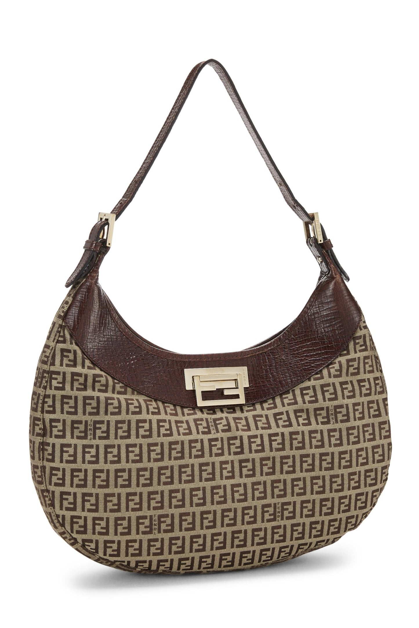 Fendi, Bolso hobo de lona con forma de calabacín marrón Pre-Loved, Marrón