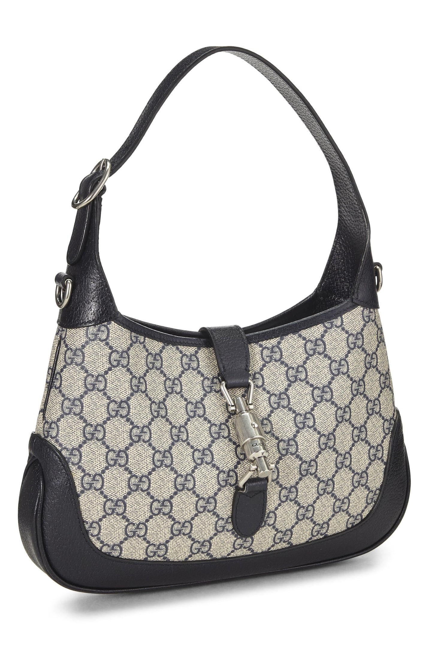 Gucci, Pre-Loved Navy GG Supreme Canvas Web Jackie Shoulder Bag, Navy