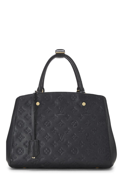 Louis Vuitton, Pre-Loved Black Monogram Empreinte Montaigne MM, Black