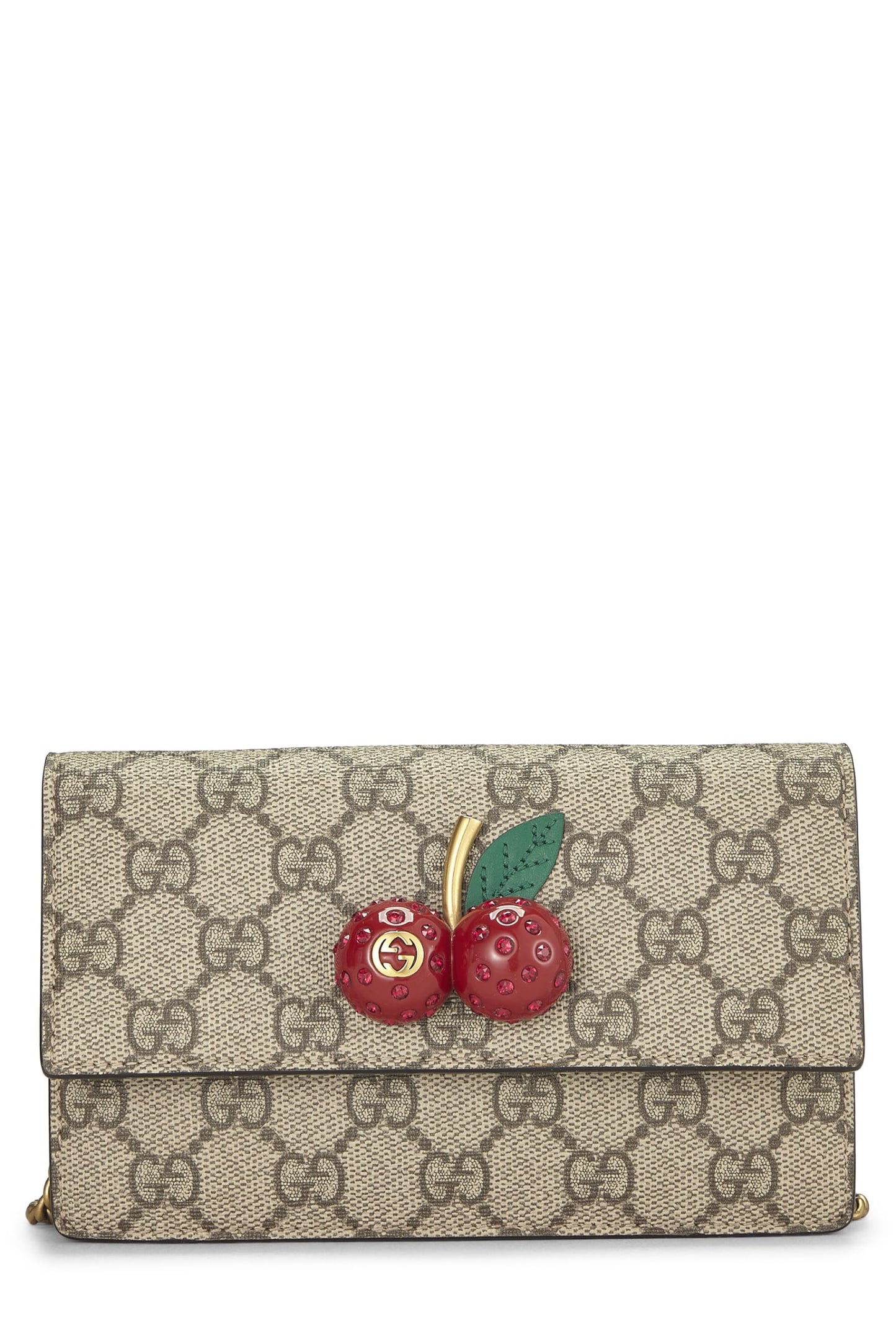 Gucci, Pre-Loved Original GG Supreme Canvas Cherry Convertible Clutch Mini, Red