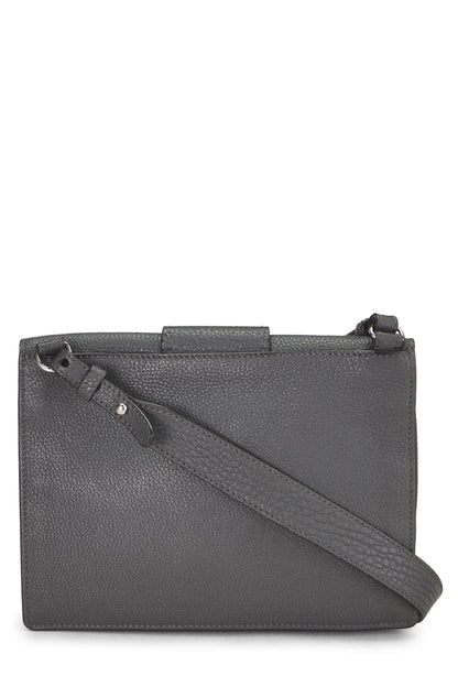 Fendi, sac baguette plat en cuir gris d'occasion, taille moyenne, gris