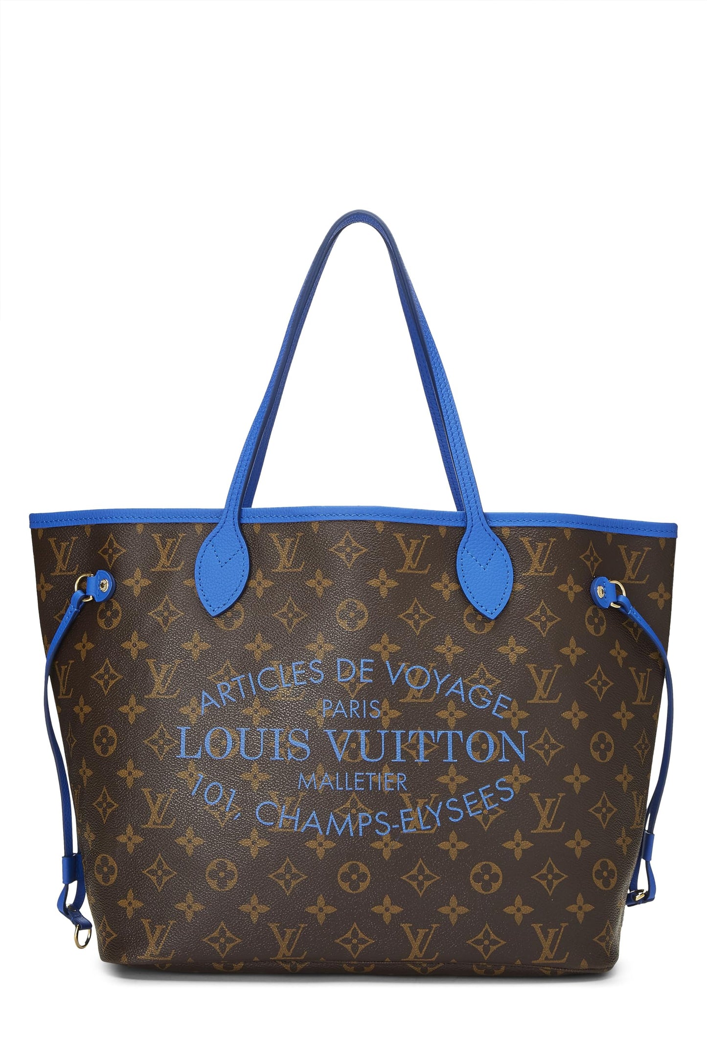 Louis Vuitton, Pre-Loved Lona con monograma azul Flor Ikat Neverfull MM, Azul