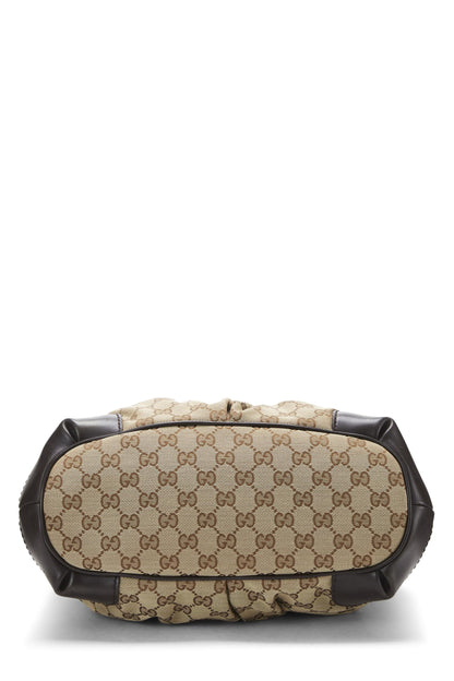 Gucci, sac à main zippé Sukey en toile GG marron d'occasion de taille moyenne, marron