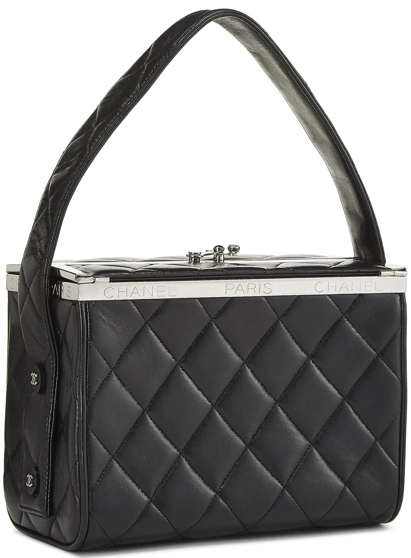 Chanel, Pre-Loved Black Quilted Lambskin Box Bag, Black