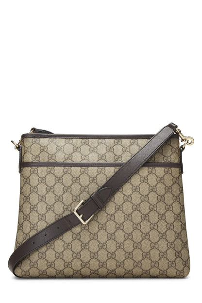 Gucci, sac messager en toile GG Supreme d'origine d'occasion, marron