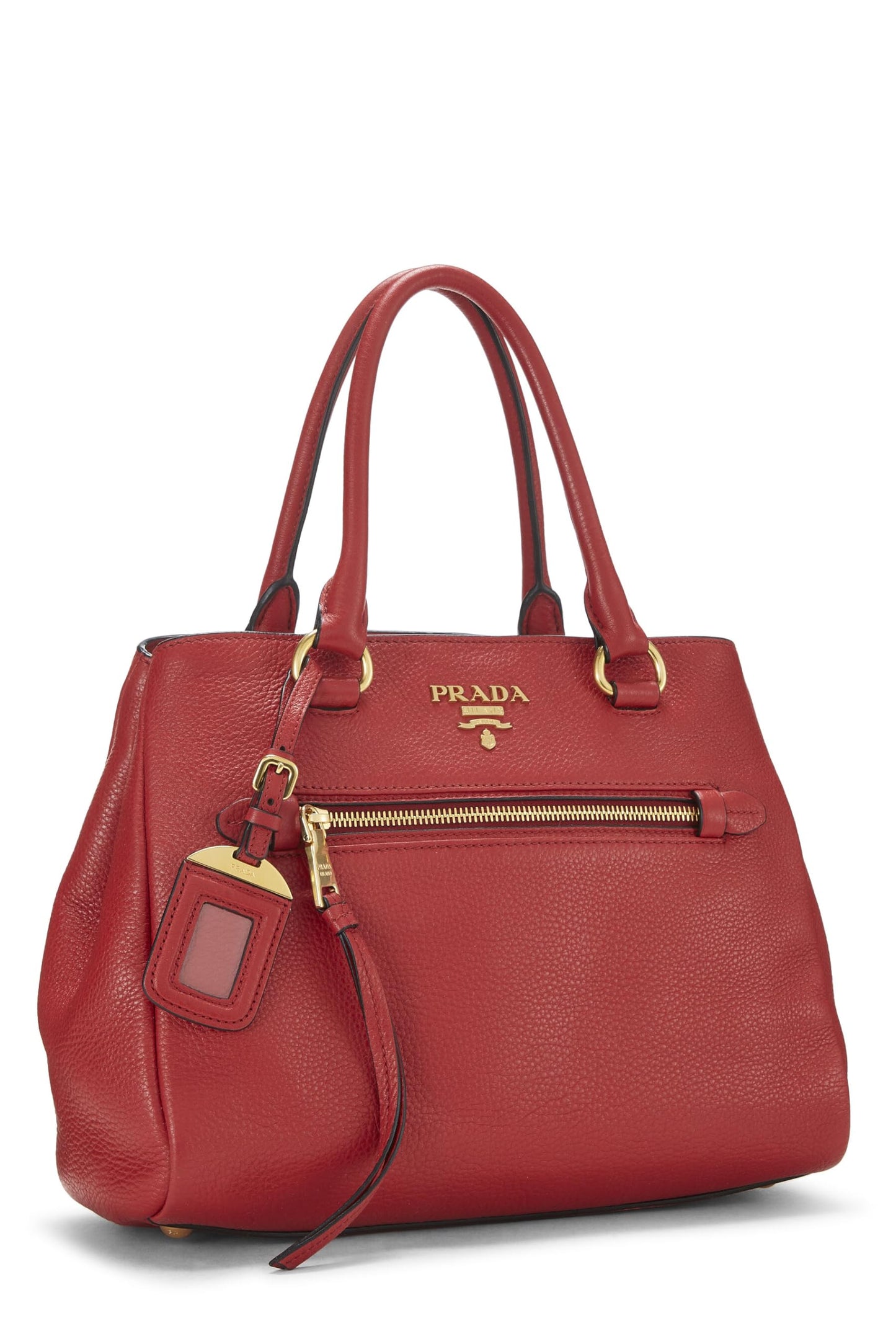 Prada, Bolso tote convertible pequeño Vitello Daino rojo Pre-Loved, Rojo