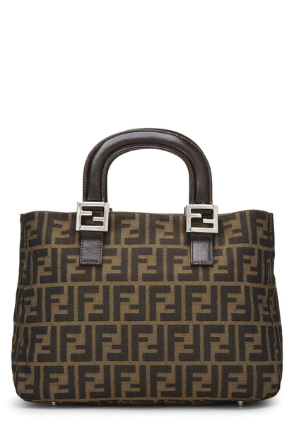 Fendi, sac à main en toile marron Zucca, petit modèle, d'occasion, marron