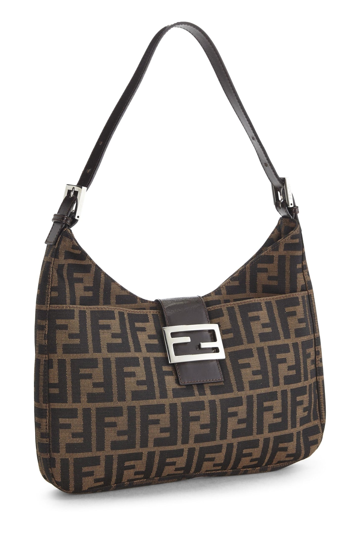 Fendi, sac à bandoulière en toile marron Zucca d'occasion, marron