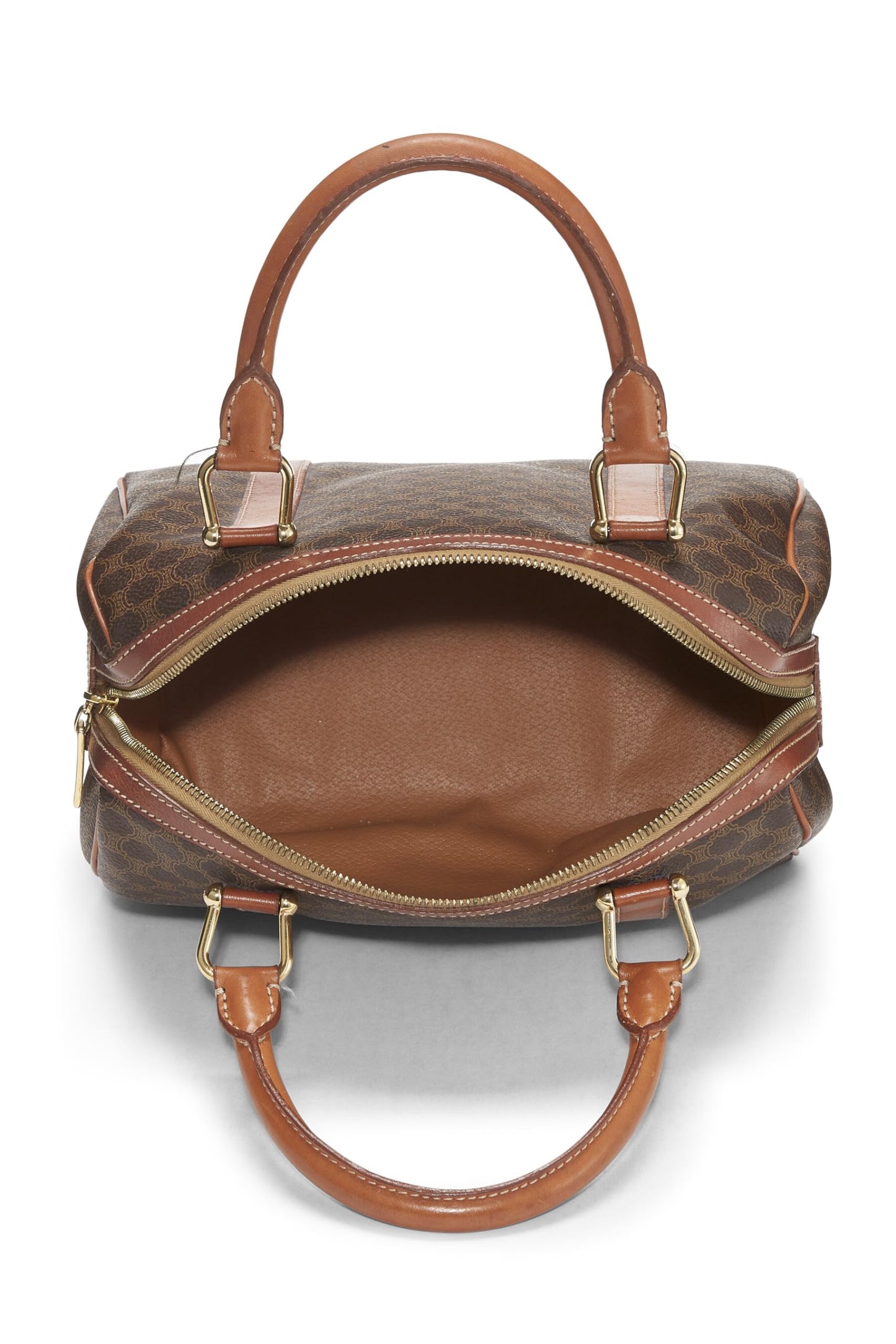 Céline, Pre-Loved Brown Coated Canvas Macadam Handbag, Brown