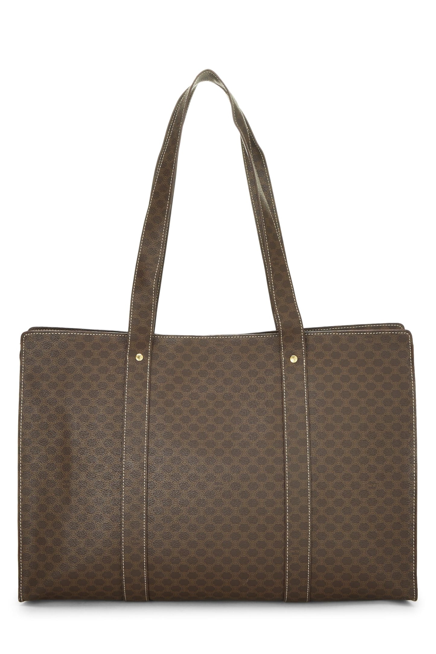 Céline, Pre-Loved Brown Coated Canvas Macadam Tote, Brown