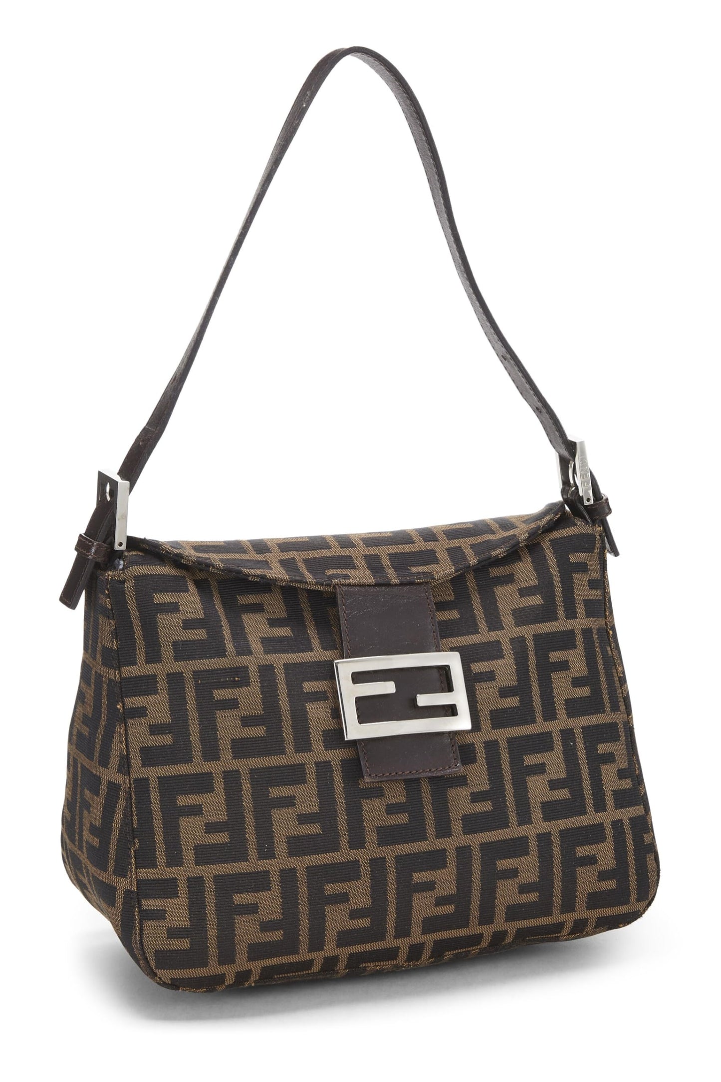 Fendi, sac à bandoulière en toile marron Zucca d'occasion, marron