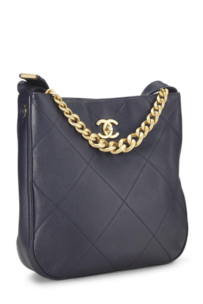 Chanel, sac hobo Easy Mood en cuir de veau bleu marine d'occasion, bleu marine