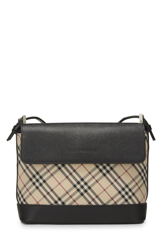 Burberry, petit sac bandoulière en toile jacquard à carreaux noirs d'occasion, noir