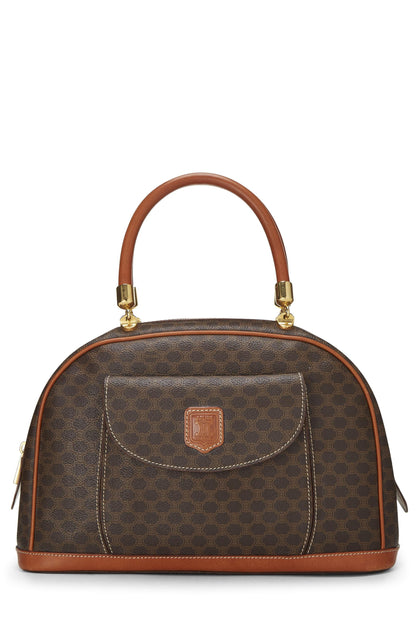 Céline, Pre-Loved Brown Coated Canvas Macadam Handbag, Brown