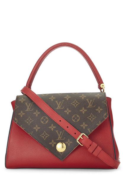 Louis Vuitton, sac Double V en cuir monogrammé rouge d'occasion, rouge