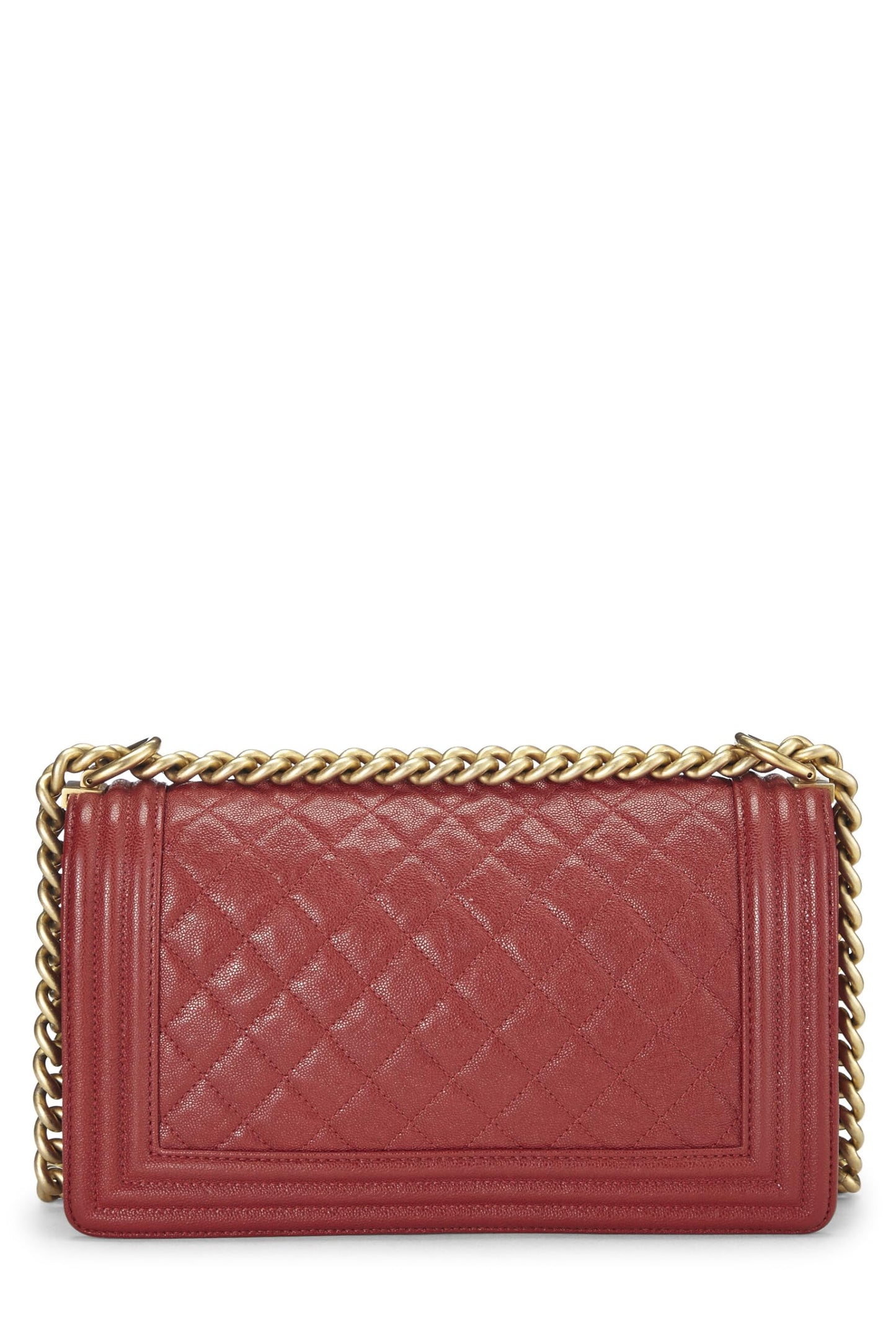 Chanel, Pre-Loved Red Quilted Caviar Boy Bag Medium, Red