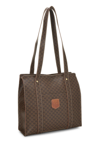 Céline, Pre-Loved Brown Coated Canvas Macadam Tote, Brown