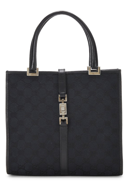 Gucci, sac à main Jackie en toile noire d'occasion, noir