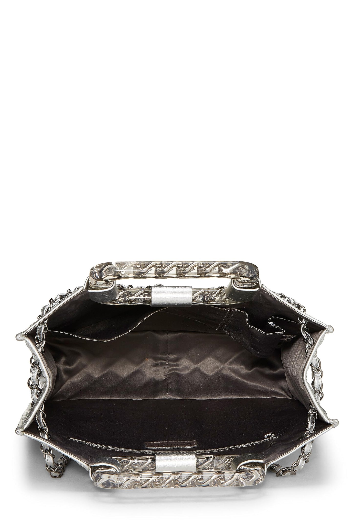 Chanel, Pre-Loved Metallic Silver Quilted Leather Ice Cube Shopping Tote, Silver