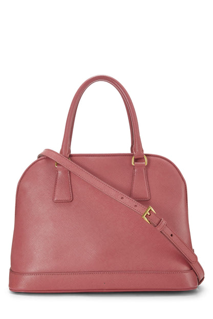 Prada, Pre-Loved Pink Saffiano Dome Handbag, Pink