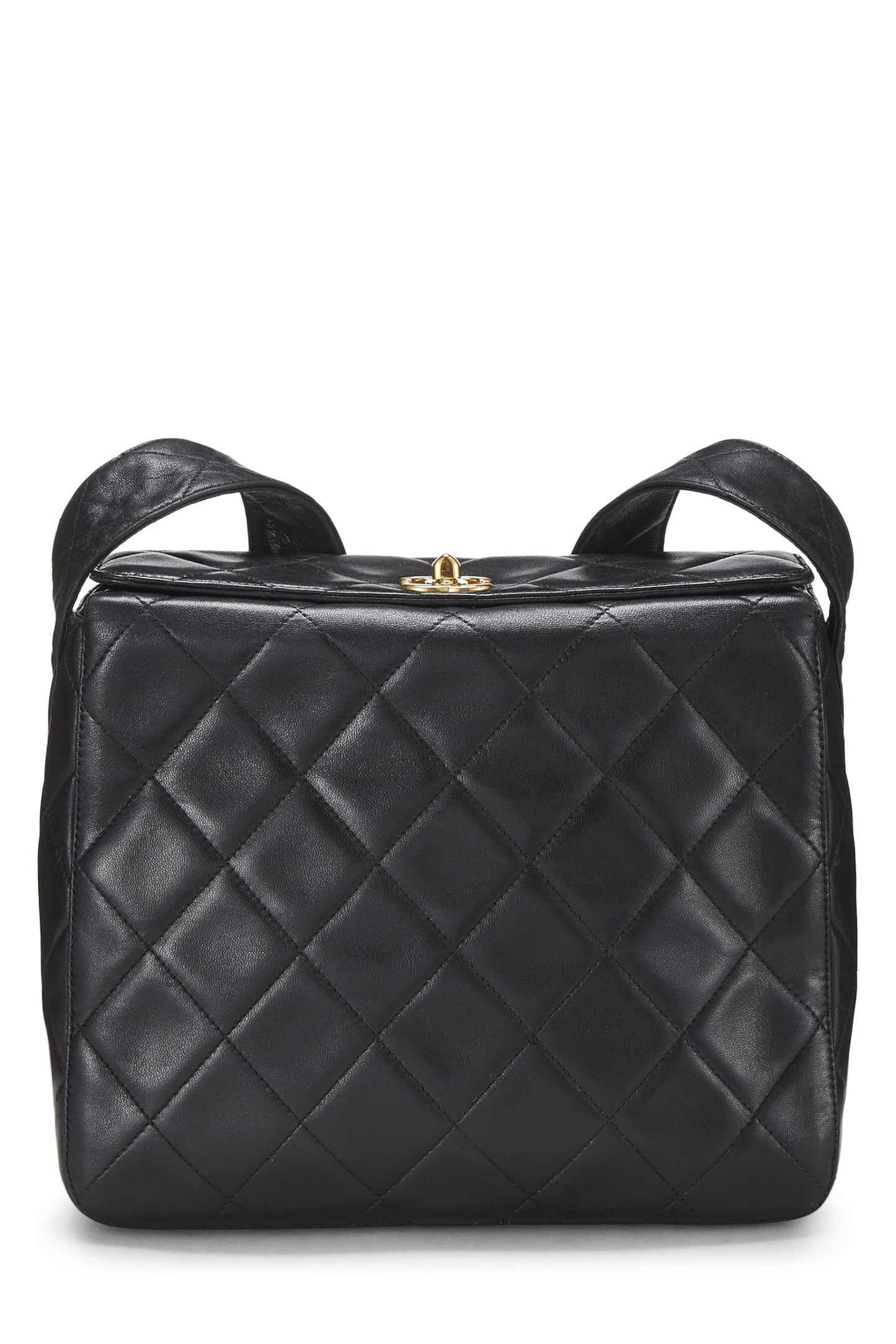 Chanel, sac à bandoulière en cuir d'agneau matelassé noir d'occasion, noir