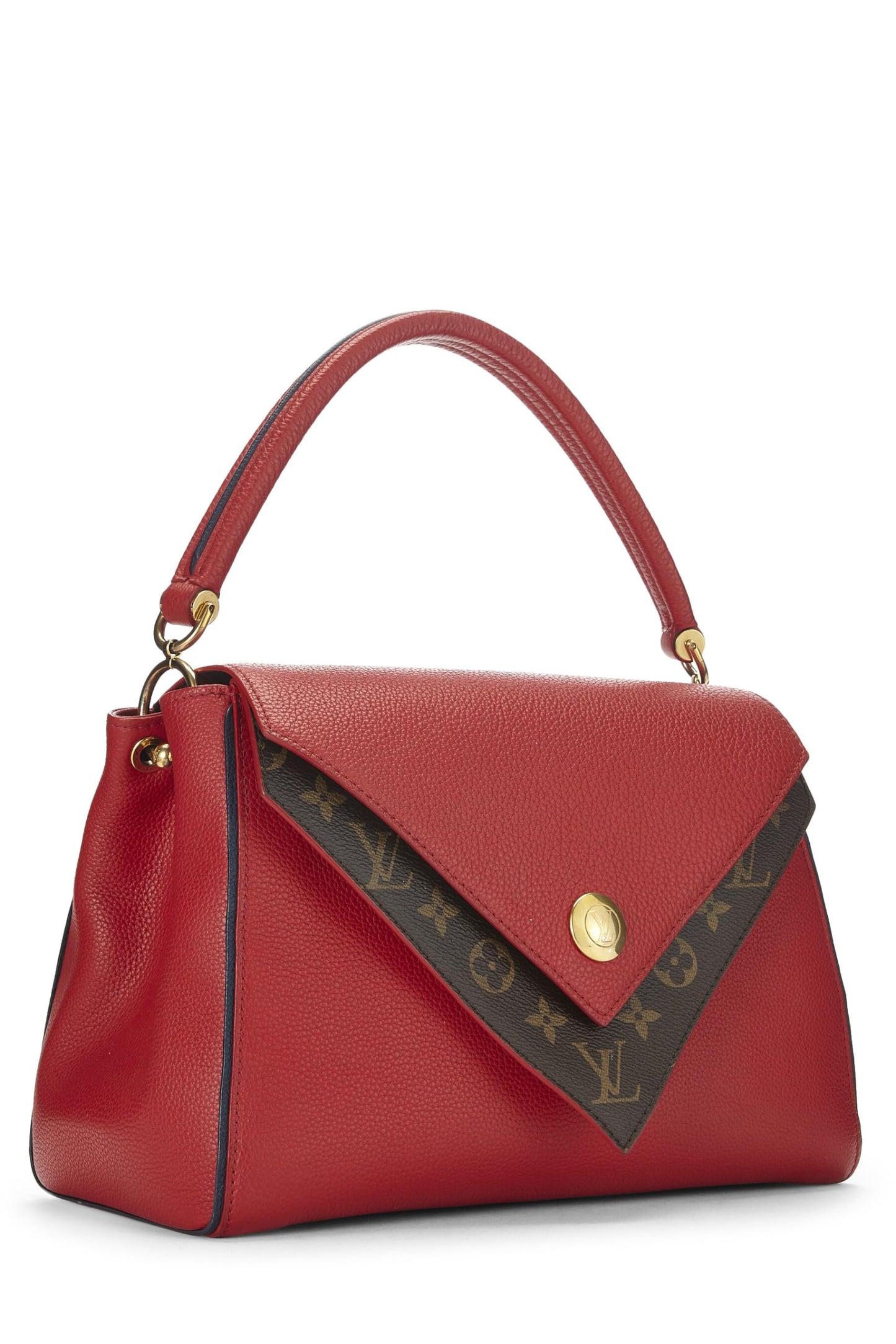 Louis Vuitton, sac Double V en cuir monogrammé rouge d'occasion, rouge