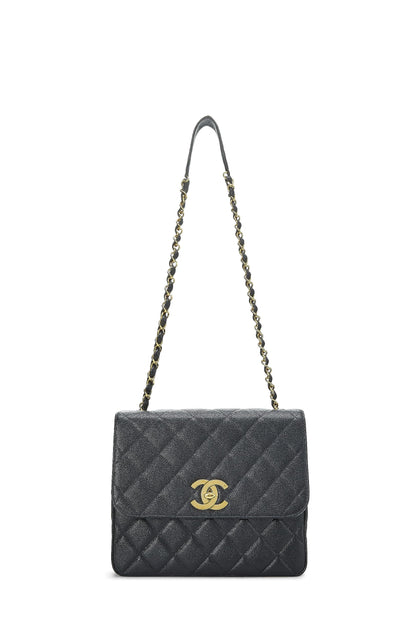 Chanel, Pre-Loved Black Caviar Big CC Square Flap Large, Black