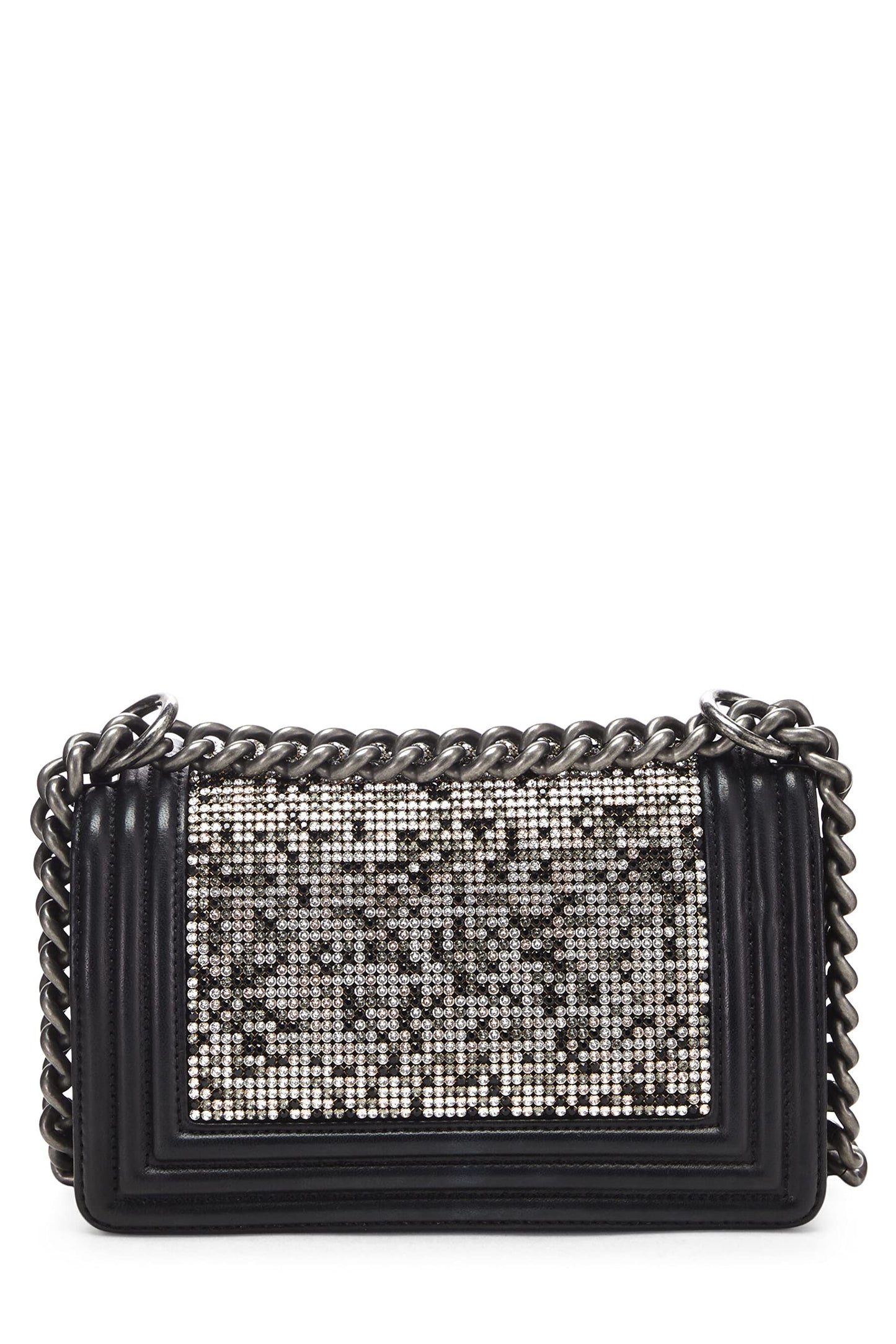 Chanel, Pre-Loved Black Embellished Swarovski Crystal Boy Bag Small, Black