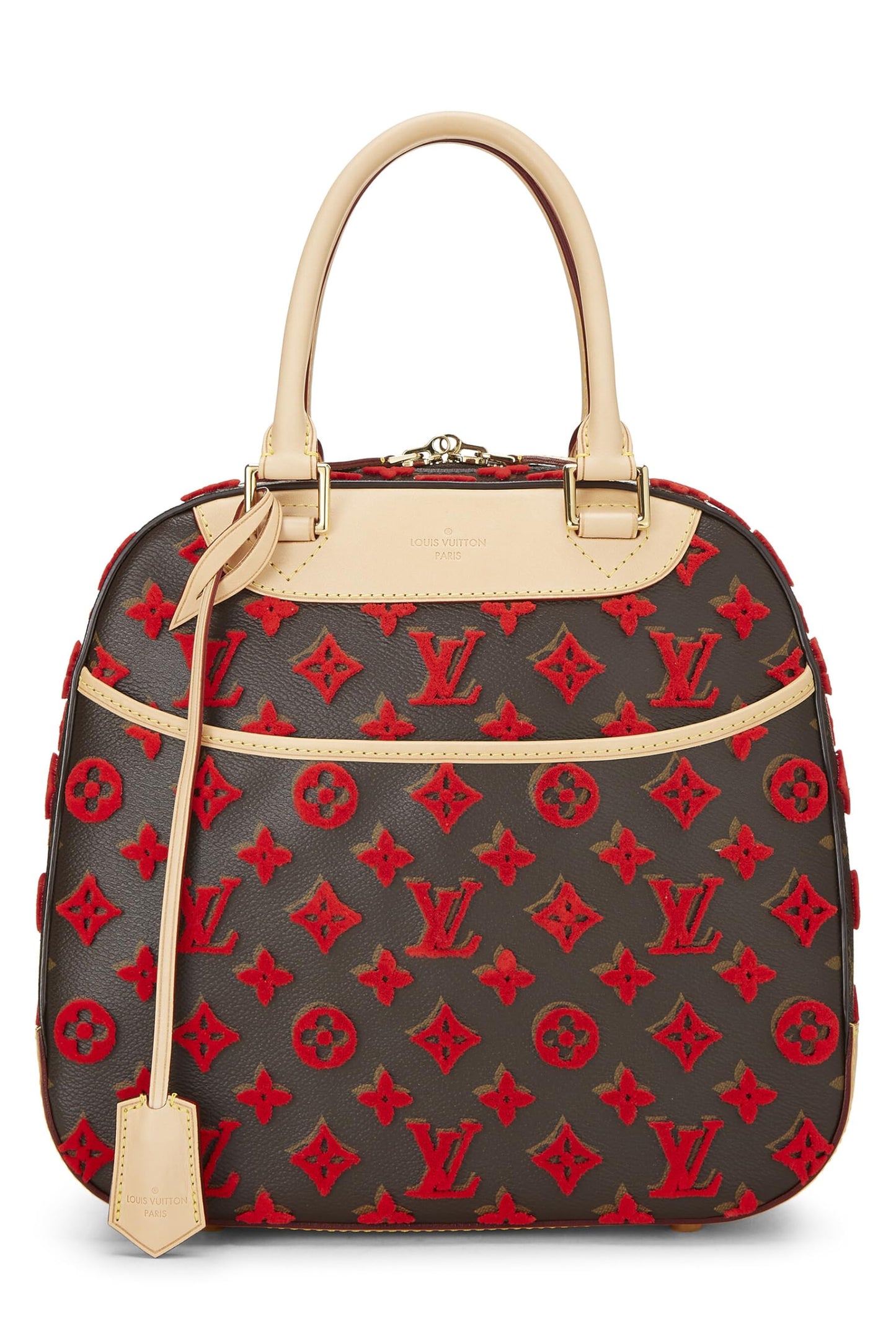 Louis Vuitton, Cube Deauville en tuffetage monogramme rouge d'occasion, rouge