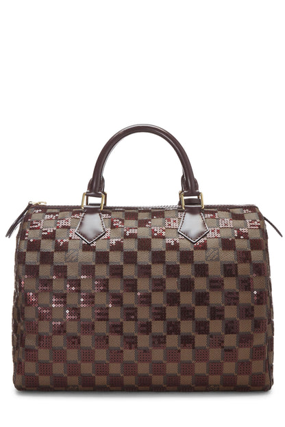 Louis Vuitton, Pre-Loved Red Damier Paillettes Speedy 30, Red