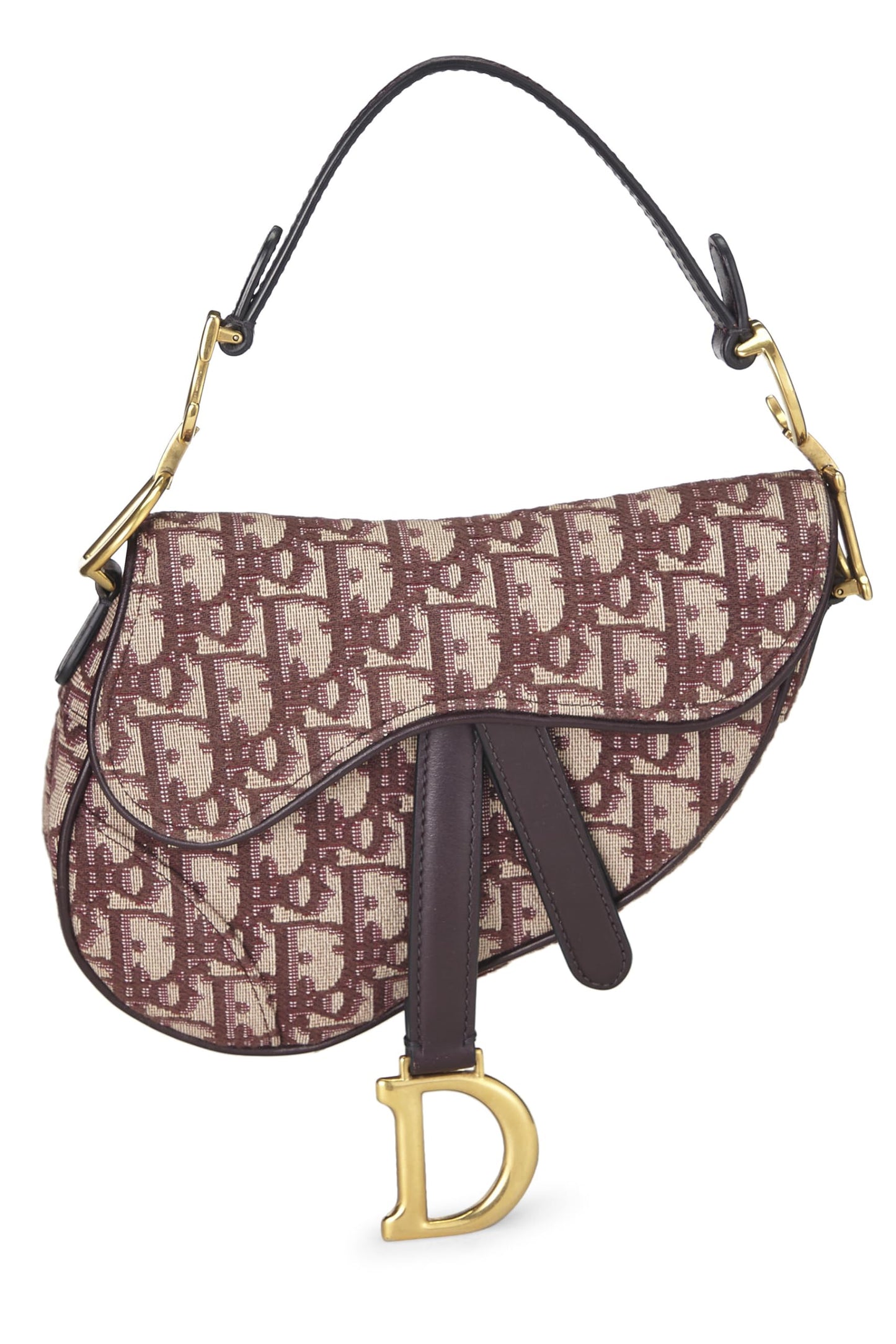 Dior, Pre-Loved Burgundy Oblique Saddle Bag Mini, Burgundy