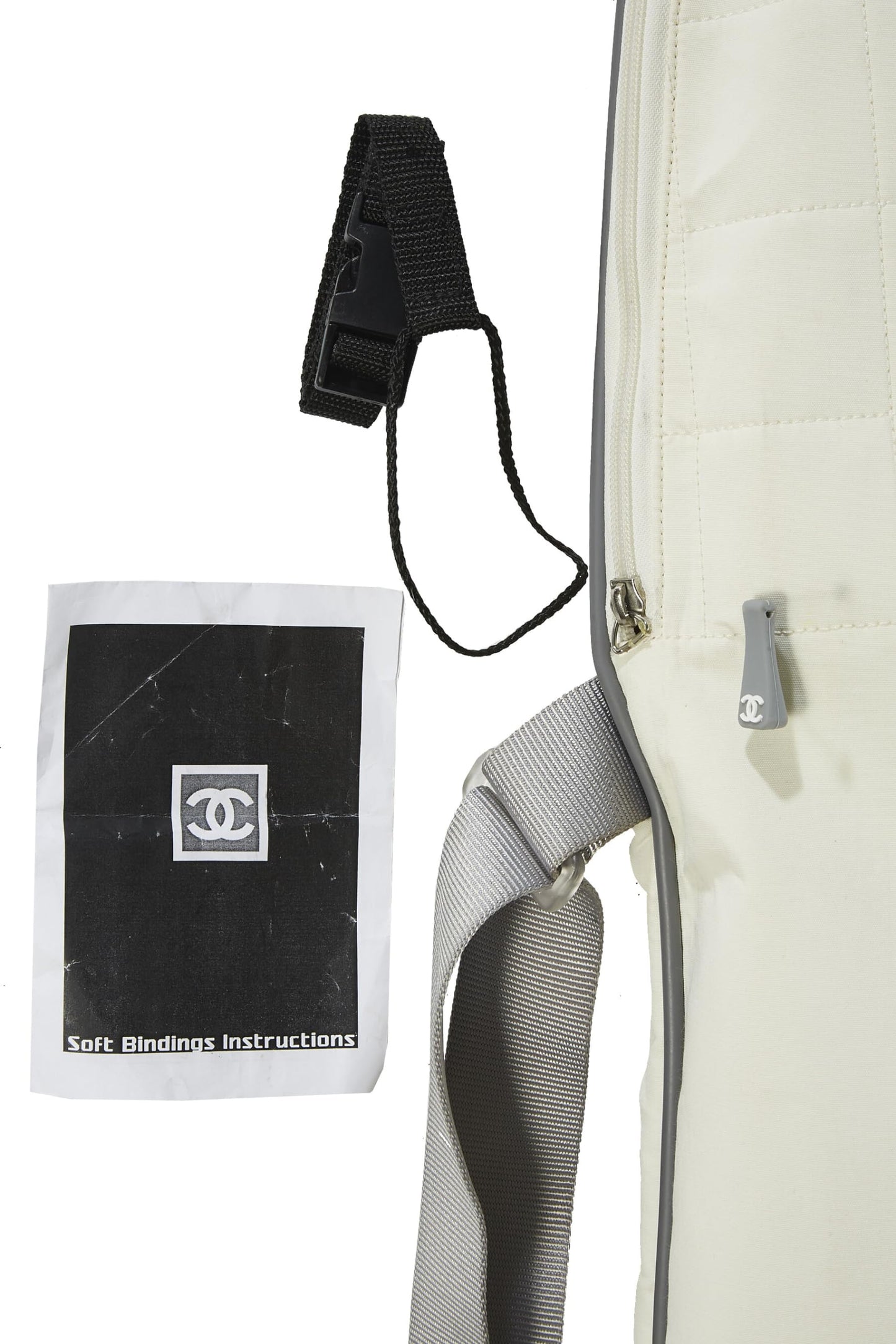 Chanel, Tabla de snowboard Sportline 'CC' de fibra de vidrio blanca usada, Blanco