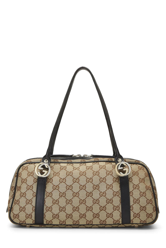 Gucci, sac Boston Twins en toile GG noir d'occasion, noir