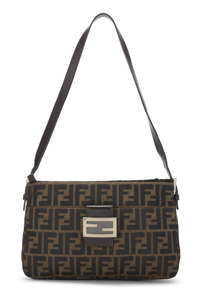 Fendi, Bolso de hombro de lona Zucca marrón Pre-Loved, Marrón