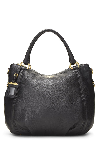 Prada, Pre-Loved Negro Vitello Daino Sacca 2 Manici, Negro