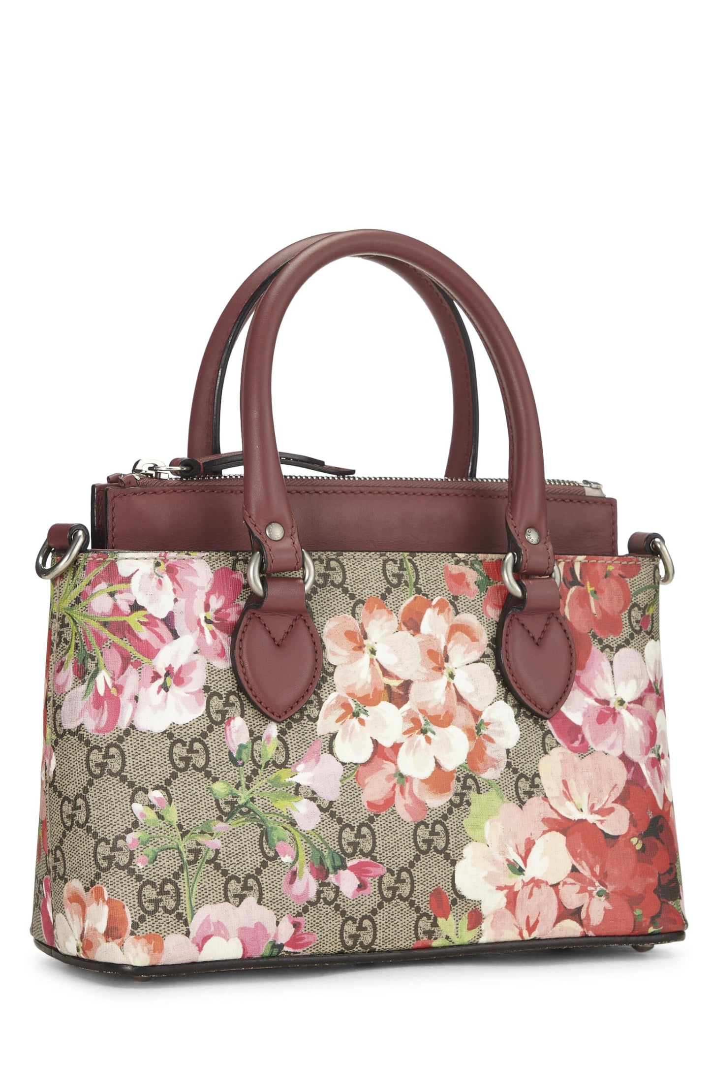 Gucci, sac fourre-tout à poignée supérieure en toile suprême GG Blooms rose d'occasion, rose