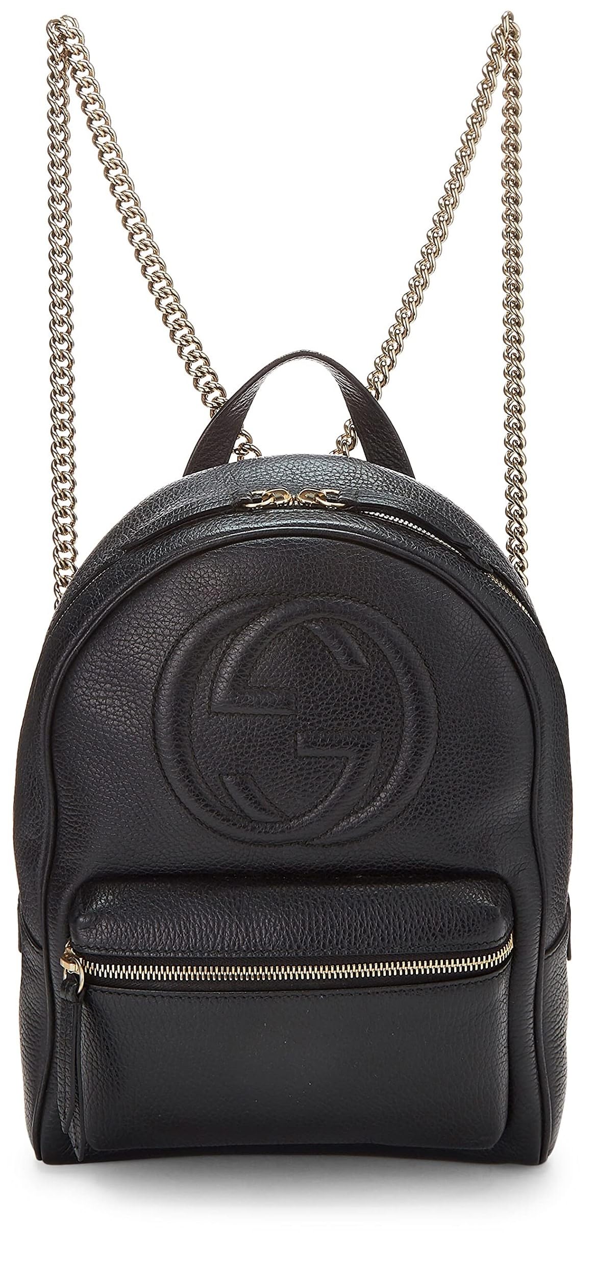 Gucci, Pre-Loved Black Leather Soho Chain Backpack, Black