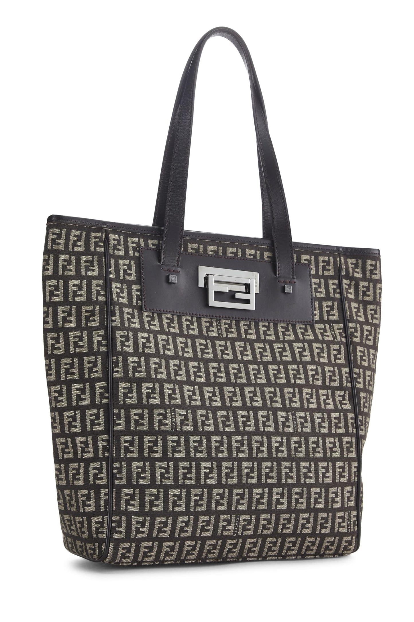 Fendi, sac fourre-tout en toile marron Zucchino d'occasion, marron