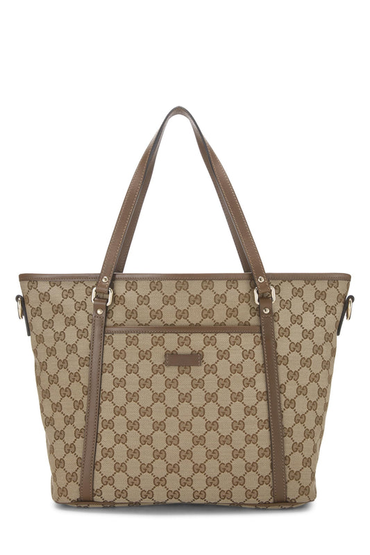 Gucci, Pre-Loved Original GG Canvas Zip Tote, Brown