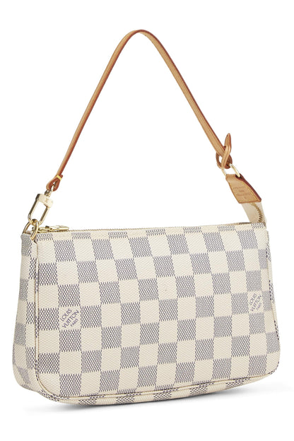 Louis Vuitton, accesorios Damier Azur Pochette usados, blanco