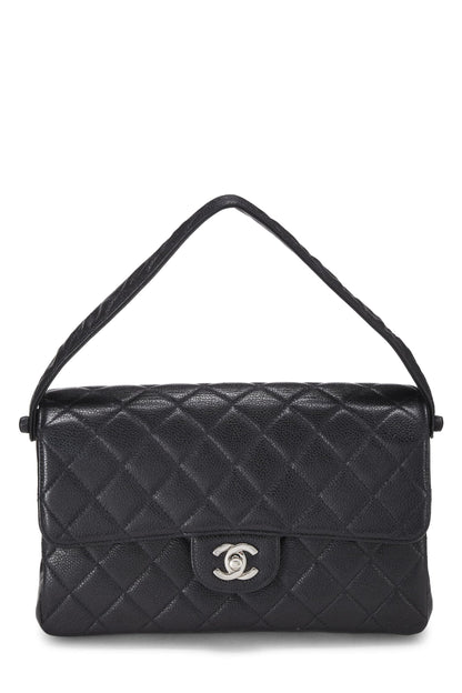 Chanel, Pre-Loved Black Quilted Caviar Double Sided Classic Flap Medium, Black