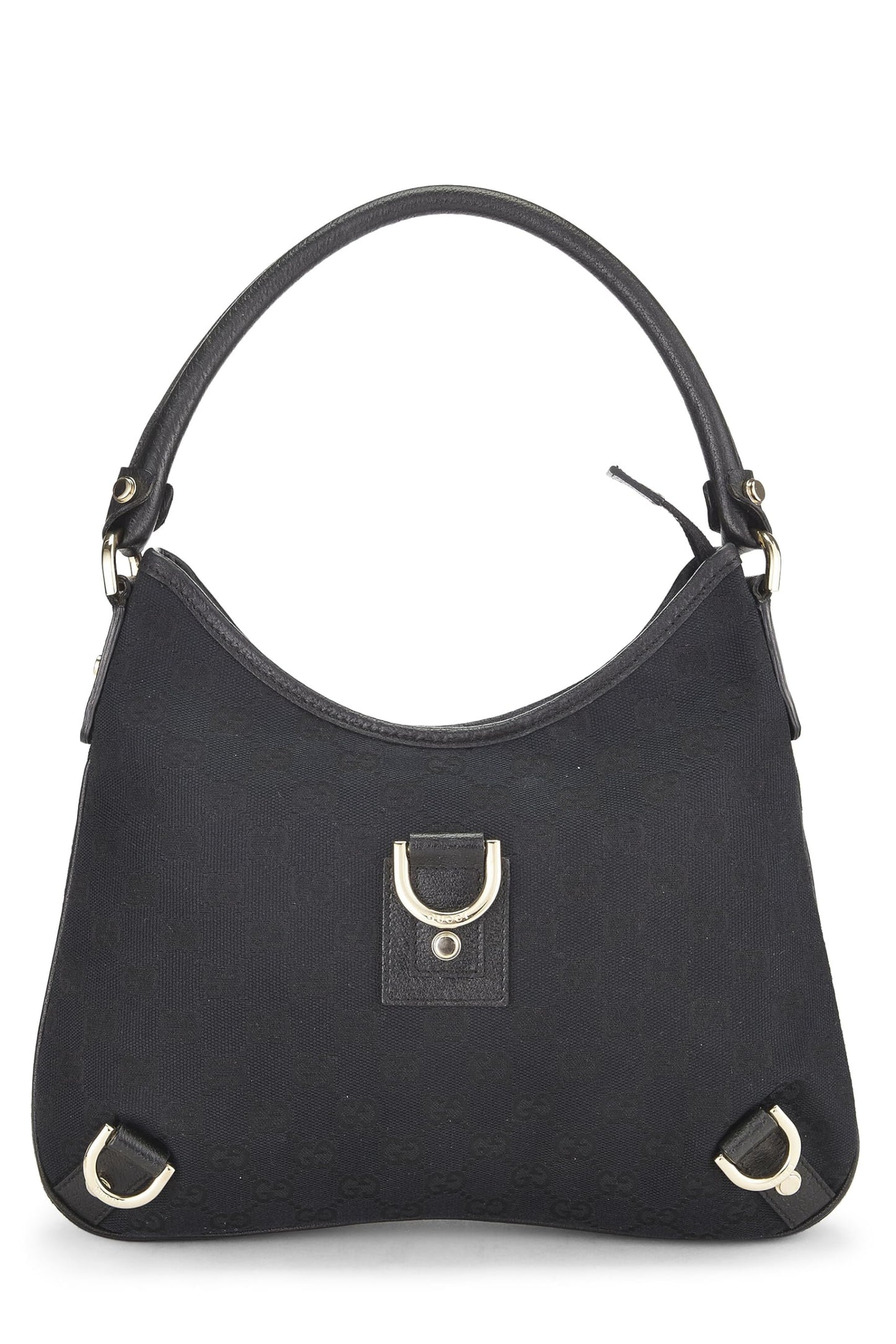 Gucci, Bolso hobo Abbey pequeño con anilla en D de lona GG original en negro Pre-Loved, Negro